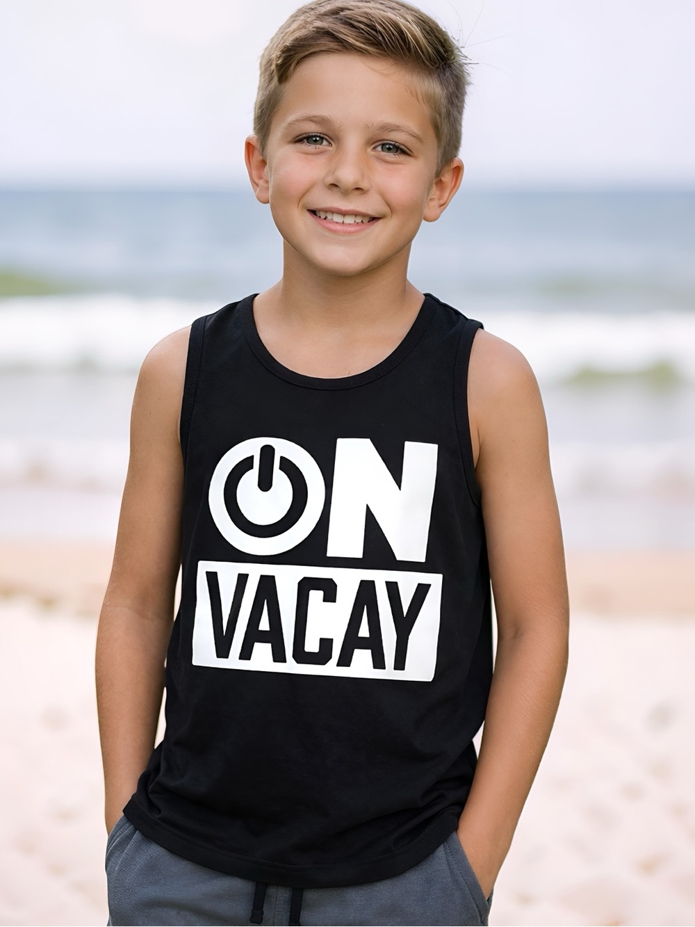 Childrens Place Sport “ON VACAY’ Boys Tank Top Size Medium 7-8